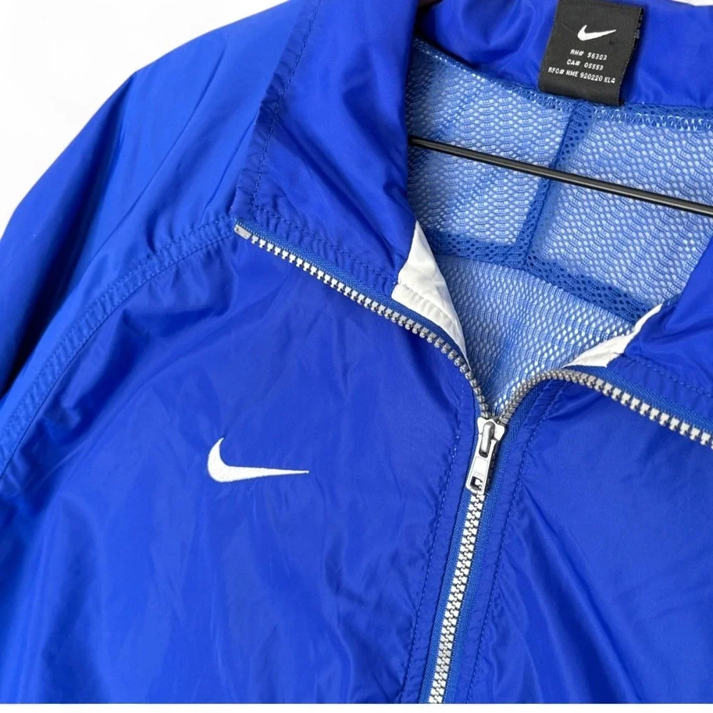 VTG Nike Team Windbreaker Jacket Full Zip Blue White 90s Colorblock Retro Men XL
